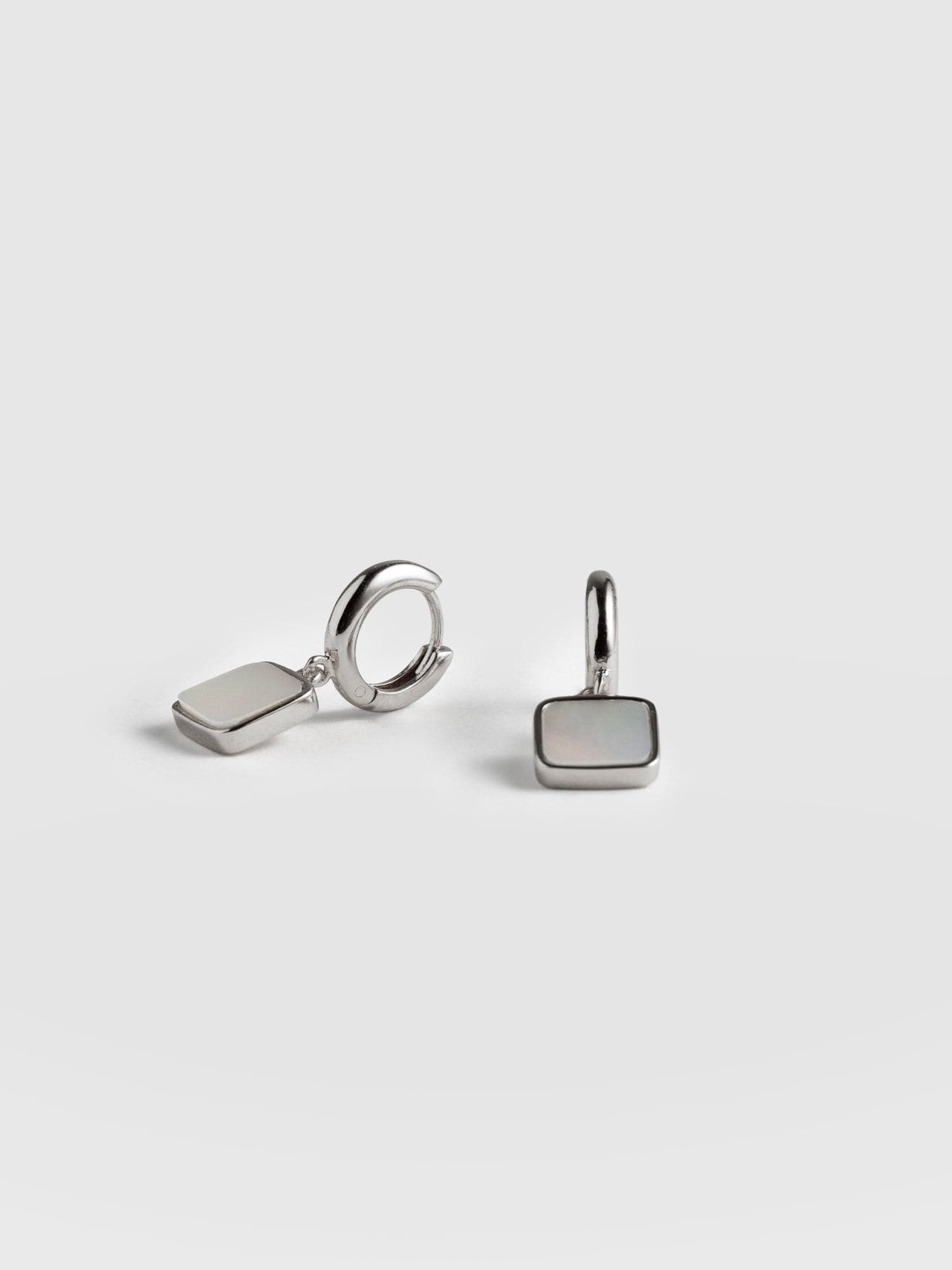Iridescence Square Drop Huggie Earrings Silver - Women's Jewellery | Saint + Sofia® EU